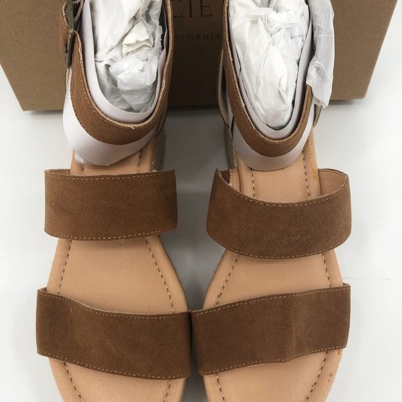 Oasis Society Brown Suede Platform Sandals | Adjustable Strap - Picture 3 of 5